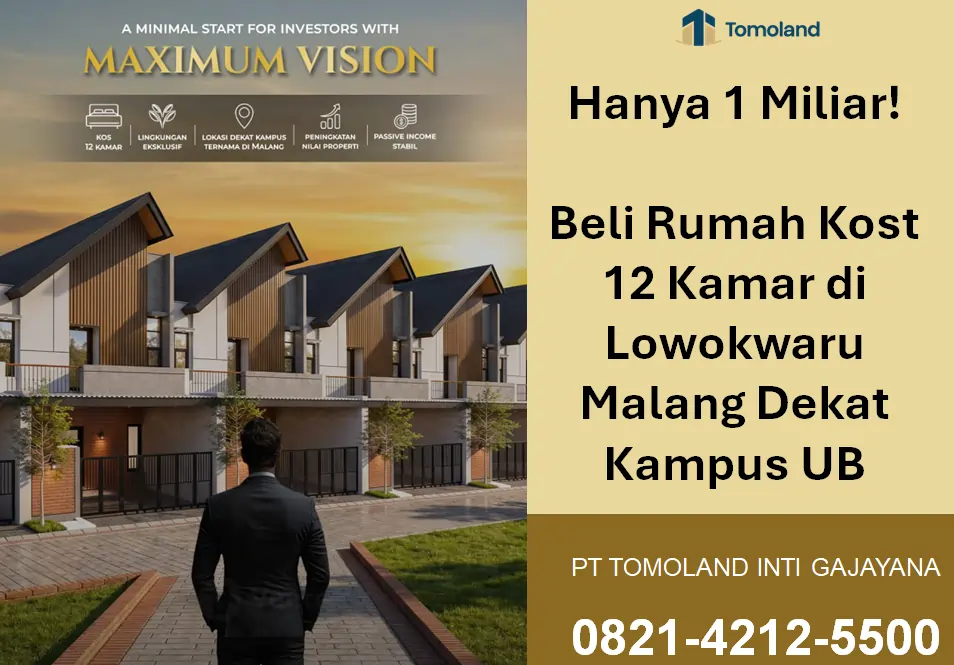 POTENSI CUAN BESAR! Harga Rumah Kost 12 Kamar di Lowokwaru Malang, ROI Tinggi