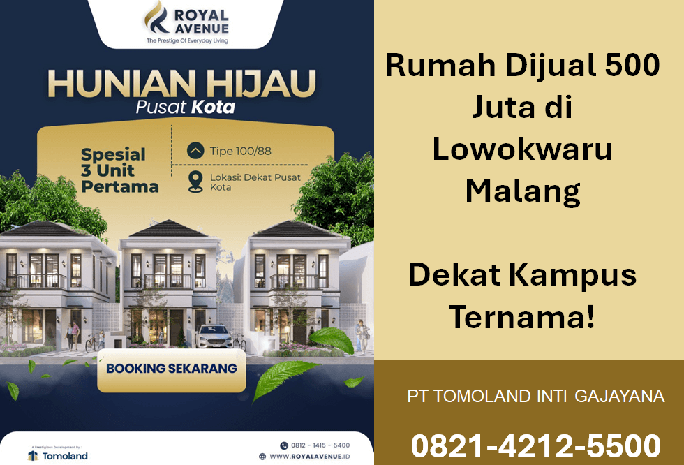 Rumah Dijual 500 Juta di Lowokwaru Malang, Dekat Kampus Ternama!