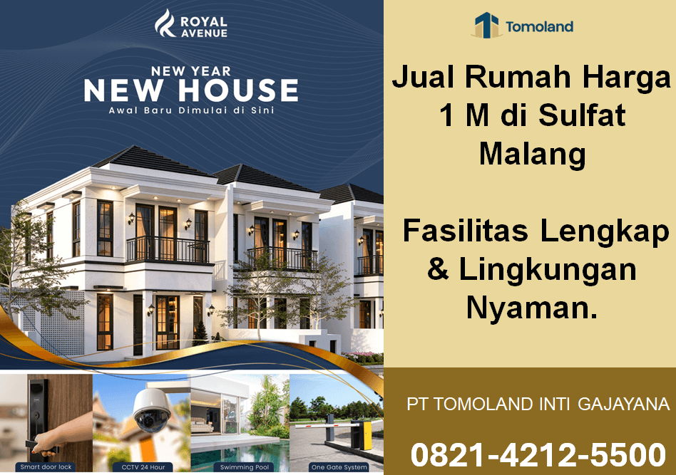 Pilihan Rumah Dijual Harga 1 M di Sulfat Malang dengan Lokasi Premium | Royal Avenue by Tomoland