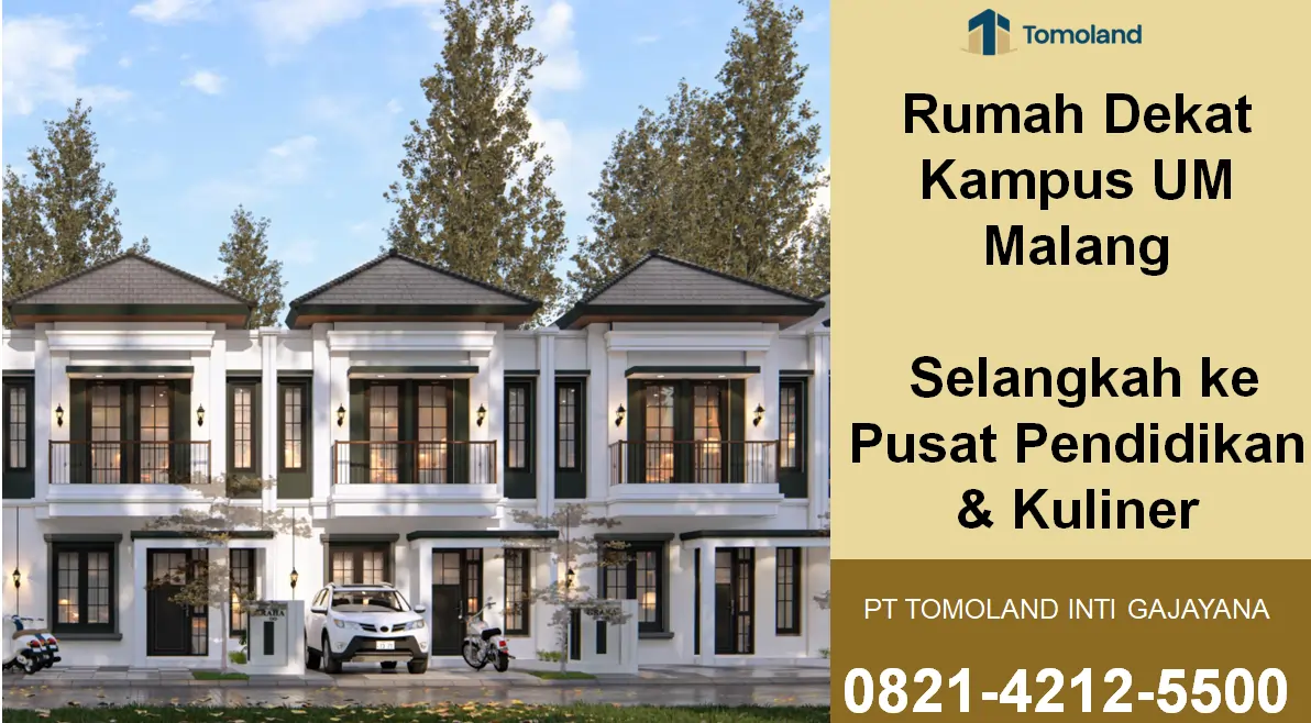 Rumah Dekat Kampus UM Malang, Pilihan Ideal untuk Investasi dan Tempat Tinggal | Graha Agung Merjosari by Tomoland