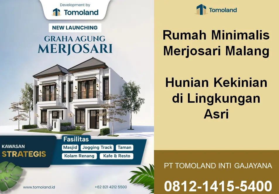 Rumah Minimalis Merjosari Malang, Desain Elegan dan Harga Kompetitif | Graha Agung by Tomoland