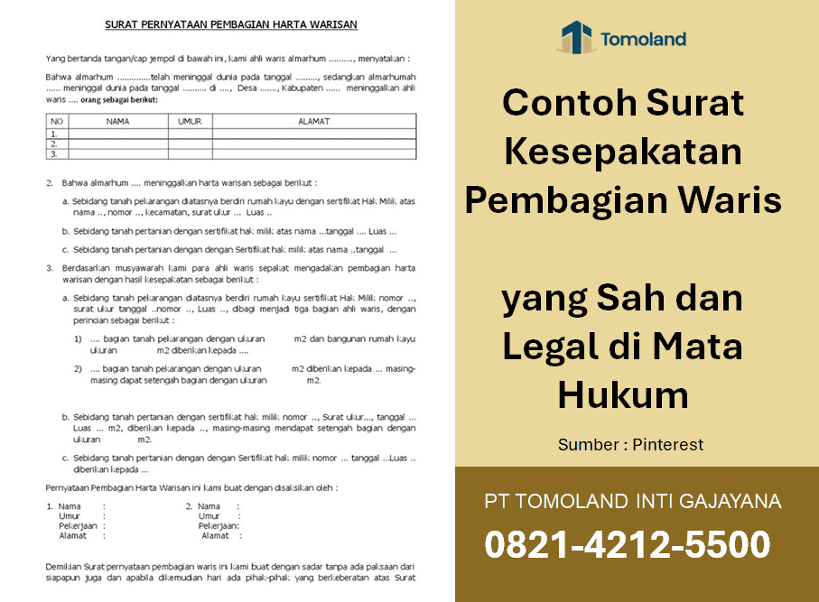 Contoh Surat Kesepakatan Pembagian Waris yang Sah dan Legal di Mata Hukum