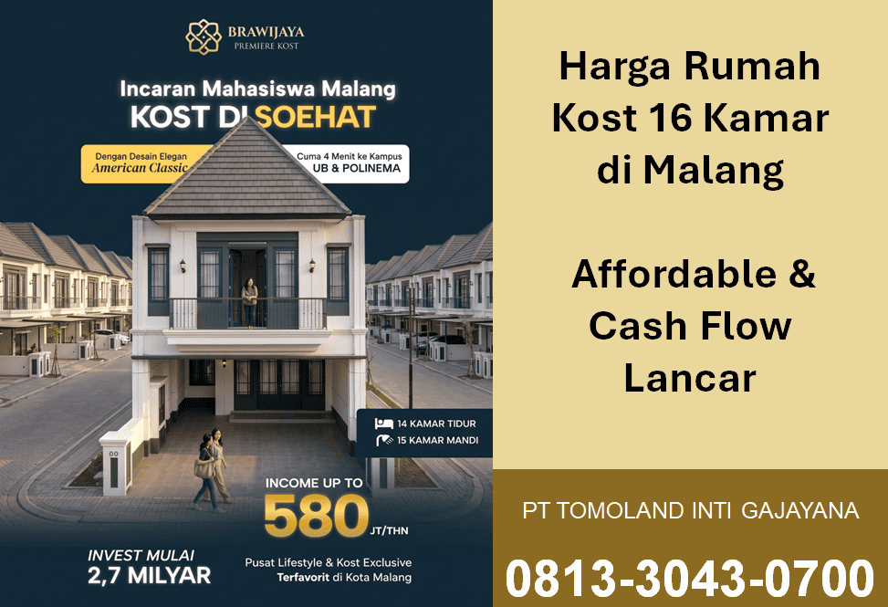 Harga Rumah Kost 16 Kamar di Malang, Cek Potensi Investasi & Passive Income