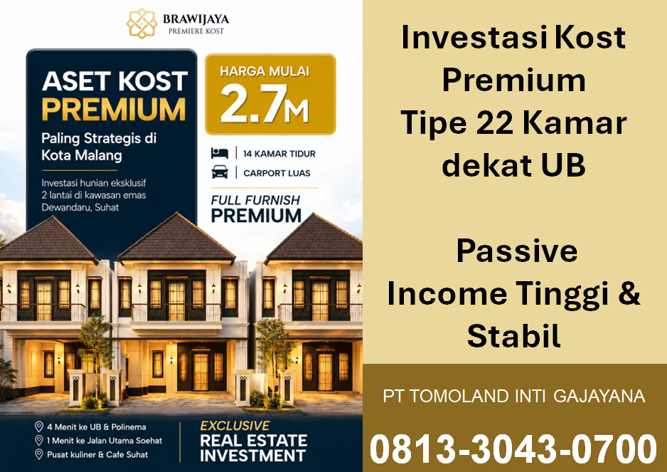 Investasi Kost 22 Kamar Dekat UB, Peluang Passive Income dari Pasar Mahasiswa