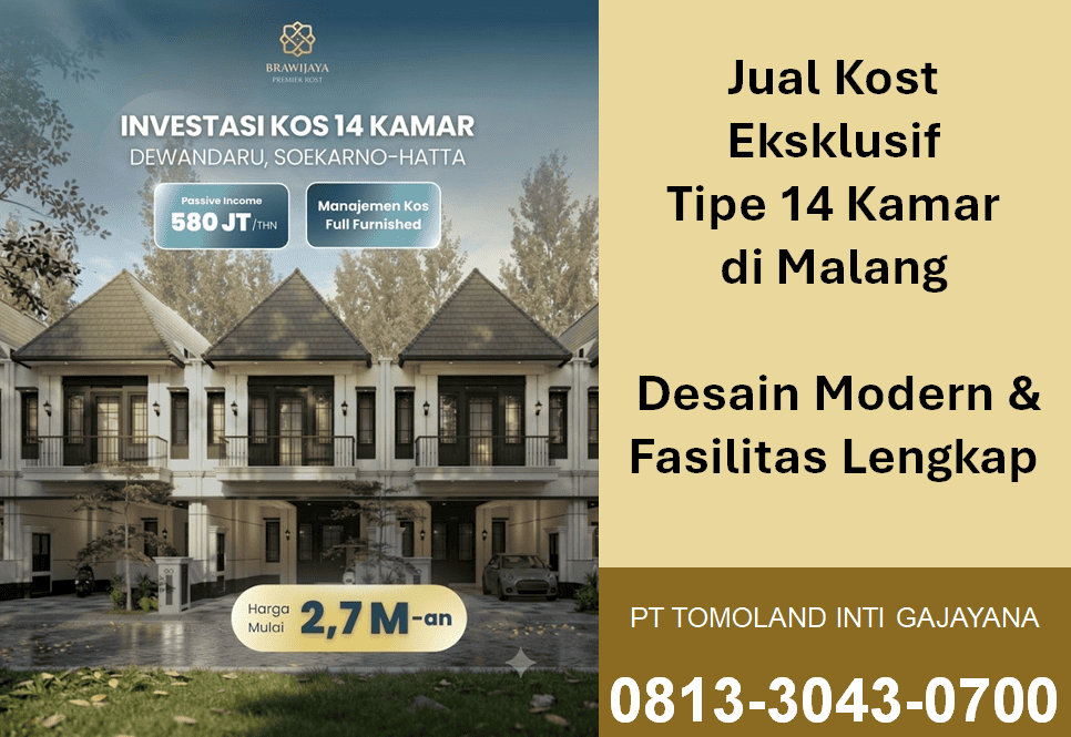 Jual Kost Eksklusif 14 Kamar di Malang, Siap Jadi Investasi Passive Income