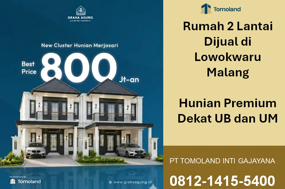 Rumah 2 Lantai Dijual di Lowokwaru Malang, Siap Huni dengan Fasilitas Premium | Graha Agung by Tomoland