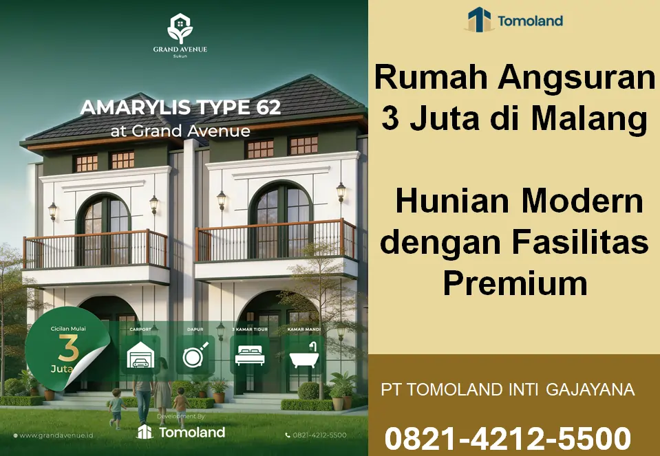 Rumah Angsuran 3 Juta di Malang, Hunian Modern Siap Huni dengan SHM | Grand Avenue Sukun